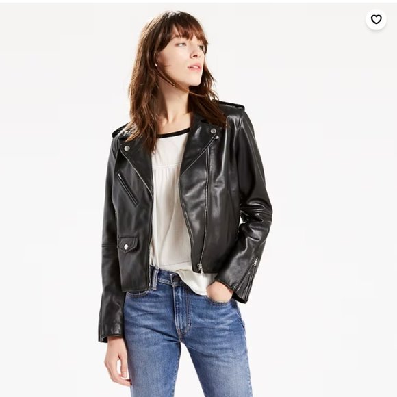 Levi's Relaxed Leather Moto Jacket - Picture 1 of 6